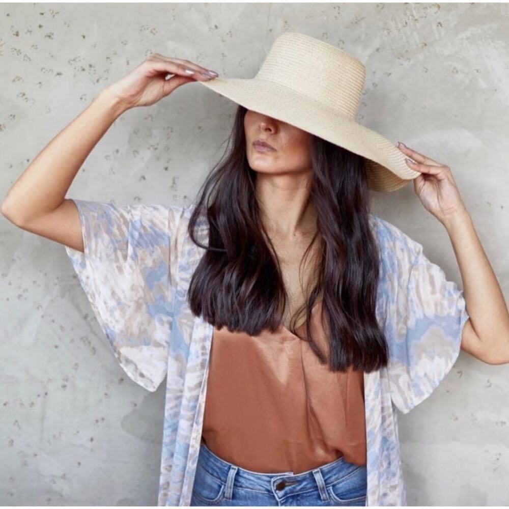 Asher Pastel Semi-Sheer Boho Hippie Flutter Sleeve Maxi Length Duster, S